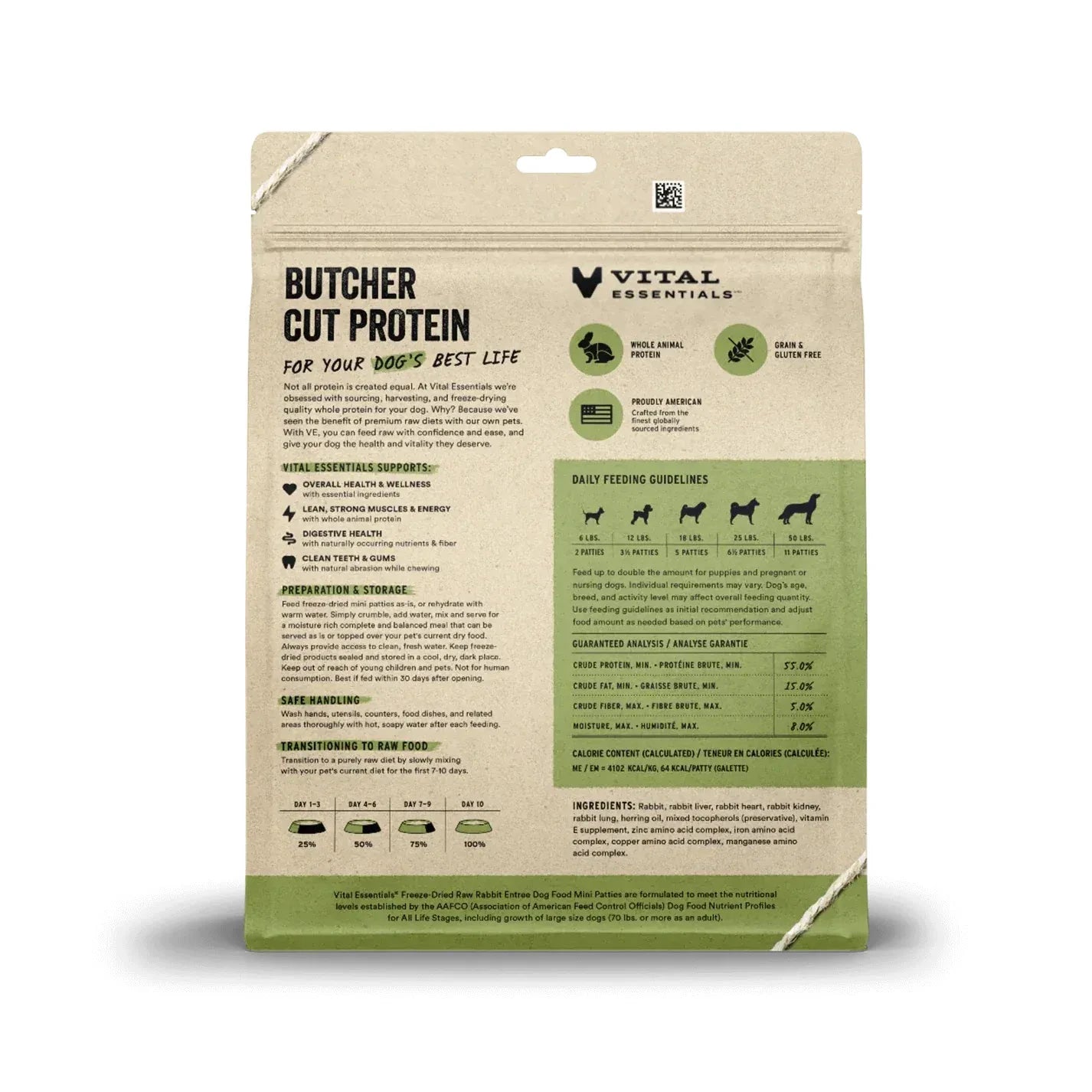 Vital Essentials® Freeze-Dried Raw Rabbit Entree Mini Patties Dog Food 14oz by Vital Essential