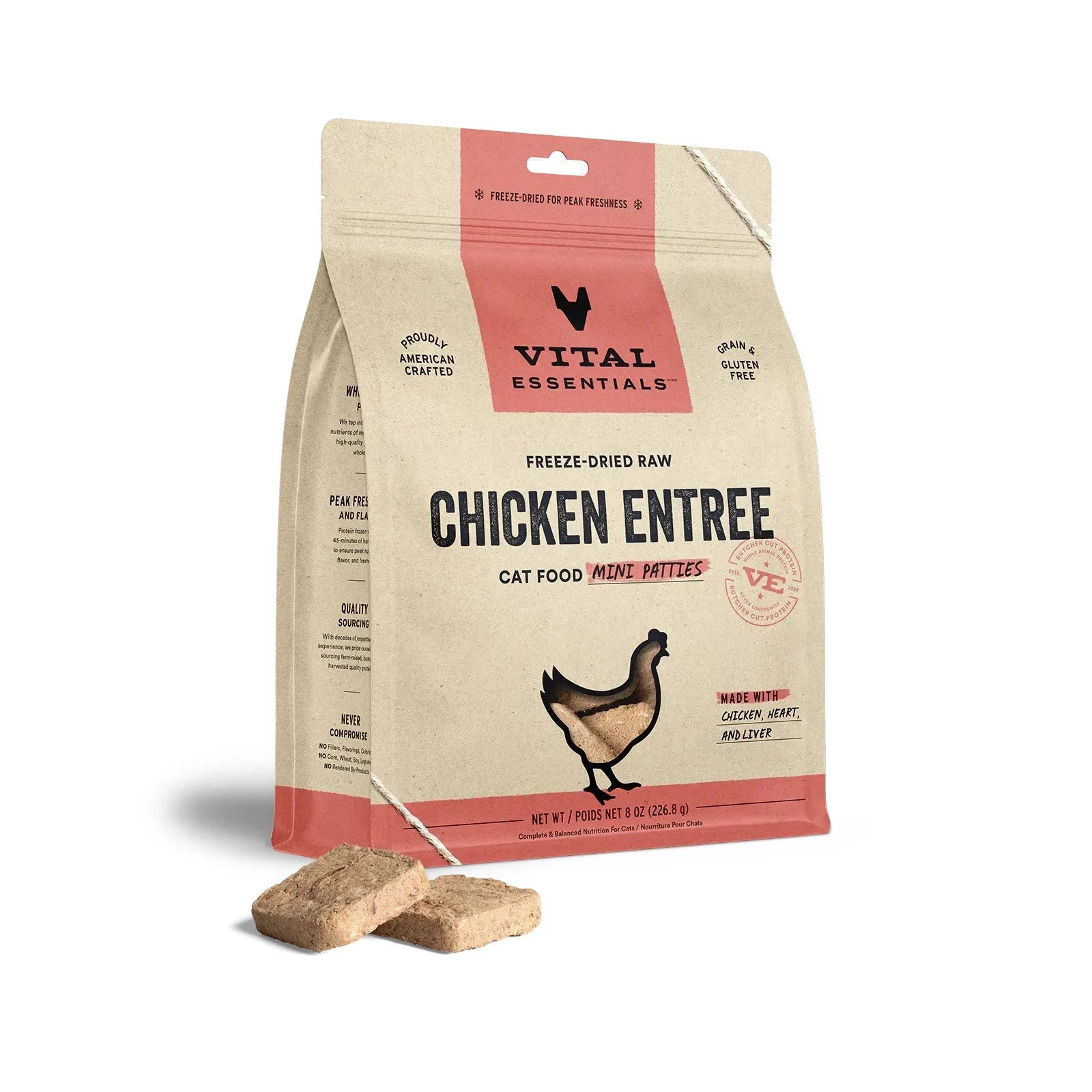Vital Essentials® Freeze-Dried Raw Chicken Entree for Cats (Mini Nibs & Mini Patties) by Vital Essential