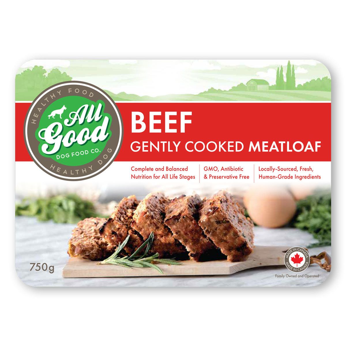 All Good Dog Food Gentley Cooked Beef Meatloaf 750 grams