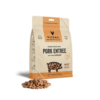 Vital Essentials® Freeze-Dried Raw Pork Entree for Cats (Mini Nibs & Mini Patties) by Vital Essential