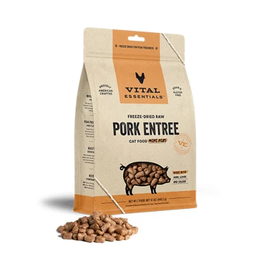 Vital Essentials® Freeze-Dried Raw Pork Entree for Cats (Mini Nibs & Mini Patties) by Vital Essential