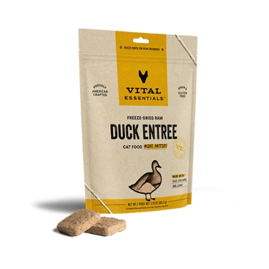 Vital Essentials® Freeze-Dried Raw Duck Entree for Cats (Mini Nibs & Mini Patties) by Vital Essential
