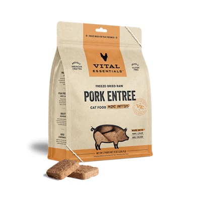 Vital Essentials® Freeze-Dried Raw Pork Entree for Cats (Mini Nibs & Mini Patties) by Vital Essential