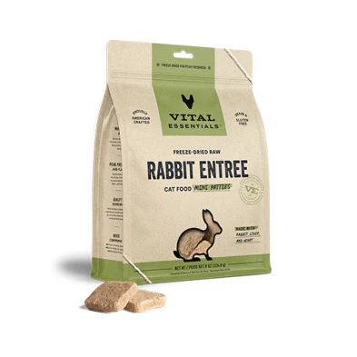 Vital Essentials® Freeze-Dried Raw Rabbit Entree for Cats (Mini Nibs & Mini Patties) by Vital Essential