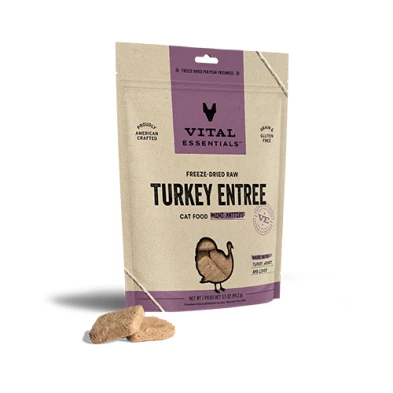 Vital Essentials® Freeze-Dried Raw Turkey Entree Cat Food (Mini Nibs & Mini Patties) by Vital Essential
