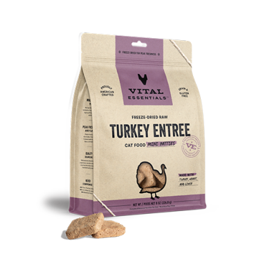Vital Essentials® Freeze-Dried Raw Turkey Entree Cat Food (Mini Nibs & Mini Patties)