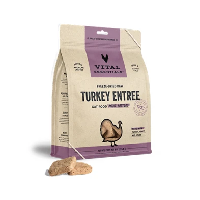 Vital Essentials® Freeze-Dried Raw Turkey Entree Cat Food (Mini Nibs & Mini Patties) by Vital Essential