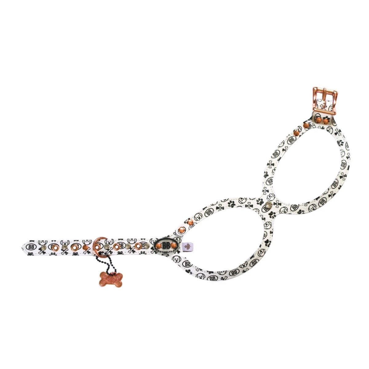 Harnais Buddy Belts – Signature avec cristaux transparents, blanc, taille 6