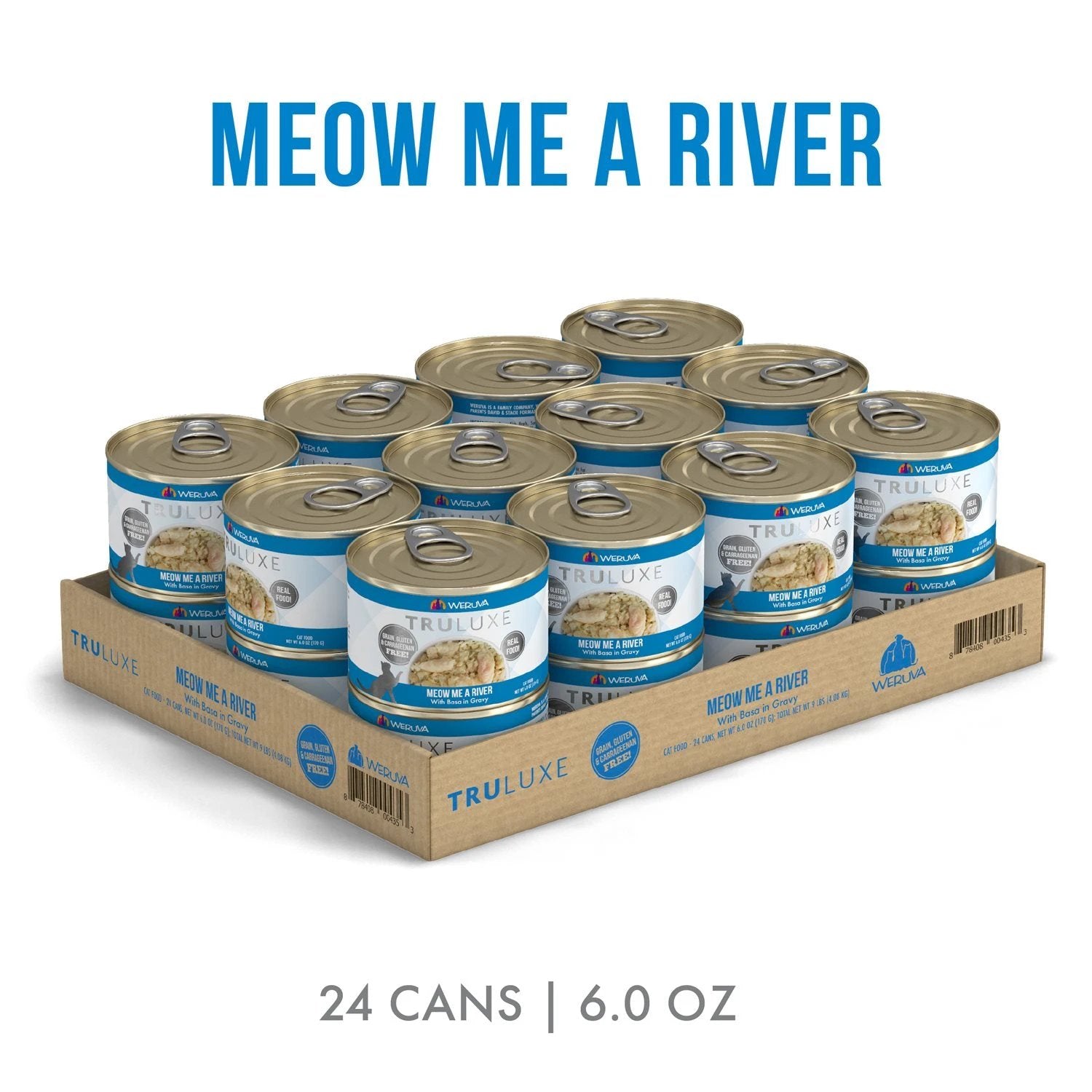 Weruva Truluxe Vital Essentials Meow Me a River with Basa in Gravy Cat Can by Weruva