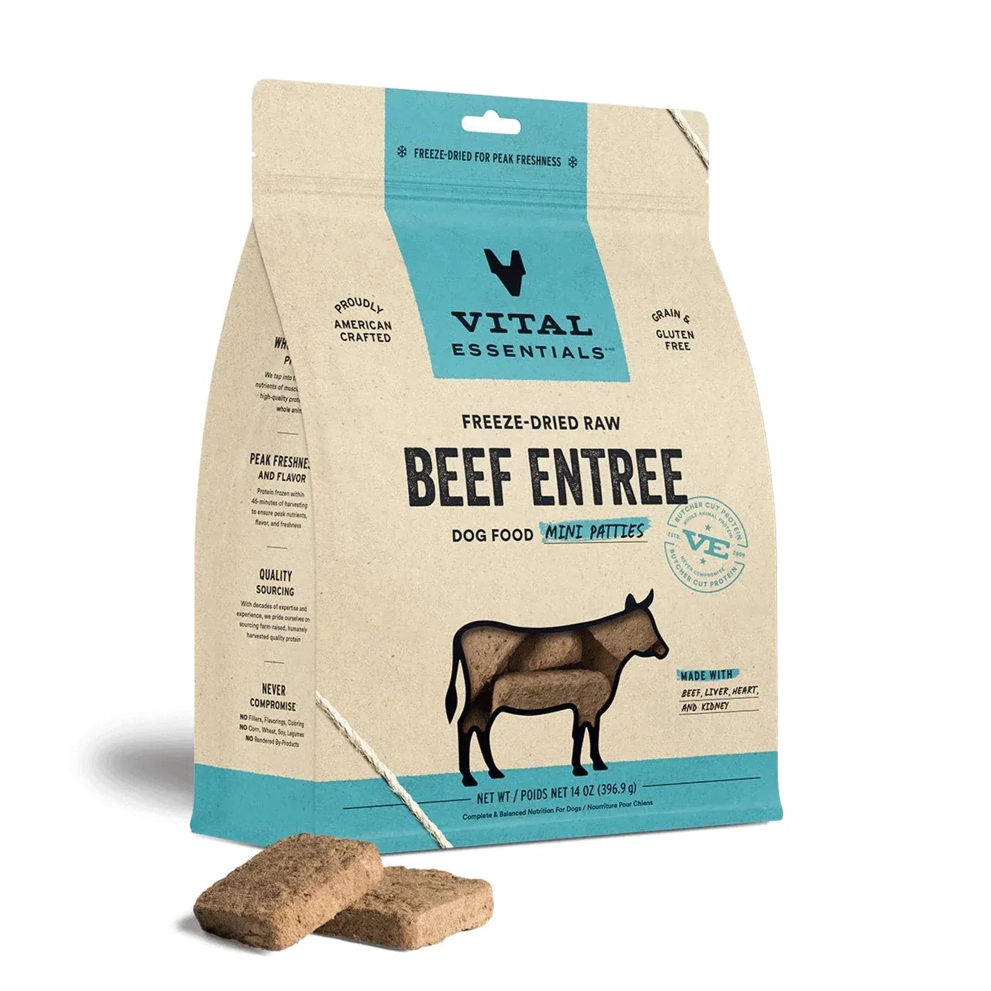 Vital Essentials® Freeze-Dried Raw Beef Entree Mini Patties Dog Food 14oz by Vital Essential