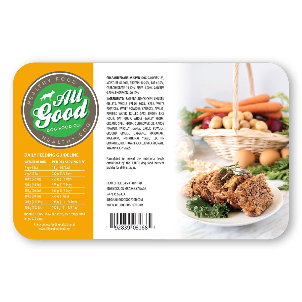 All Good Dog Food Gentley Cooked Chicken Meatloaf 750 grams