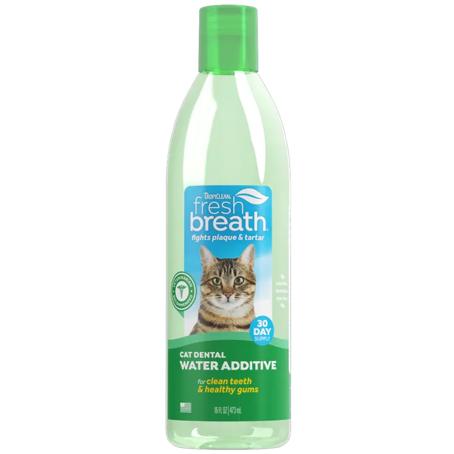 TropiClean Fresh Breath Dental Health Solution Oral Care Water Additive for Cats 16oz by TropiClean