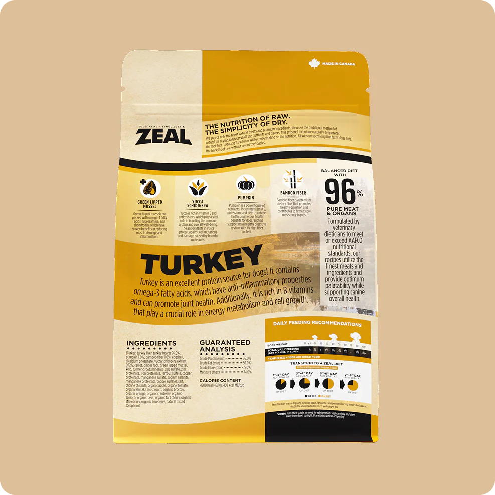 ZEAL Gently Air-Dried Grain Free Turkey Recipe for Dogs