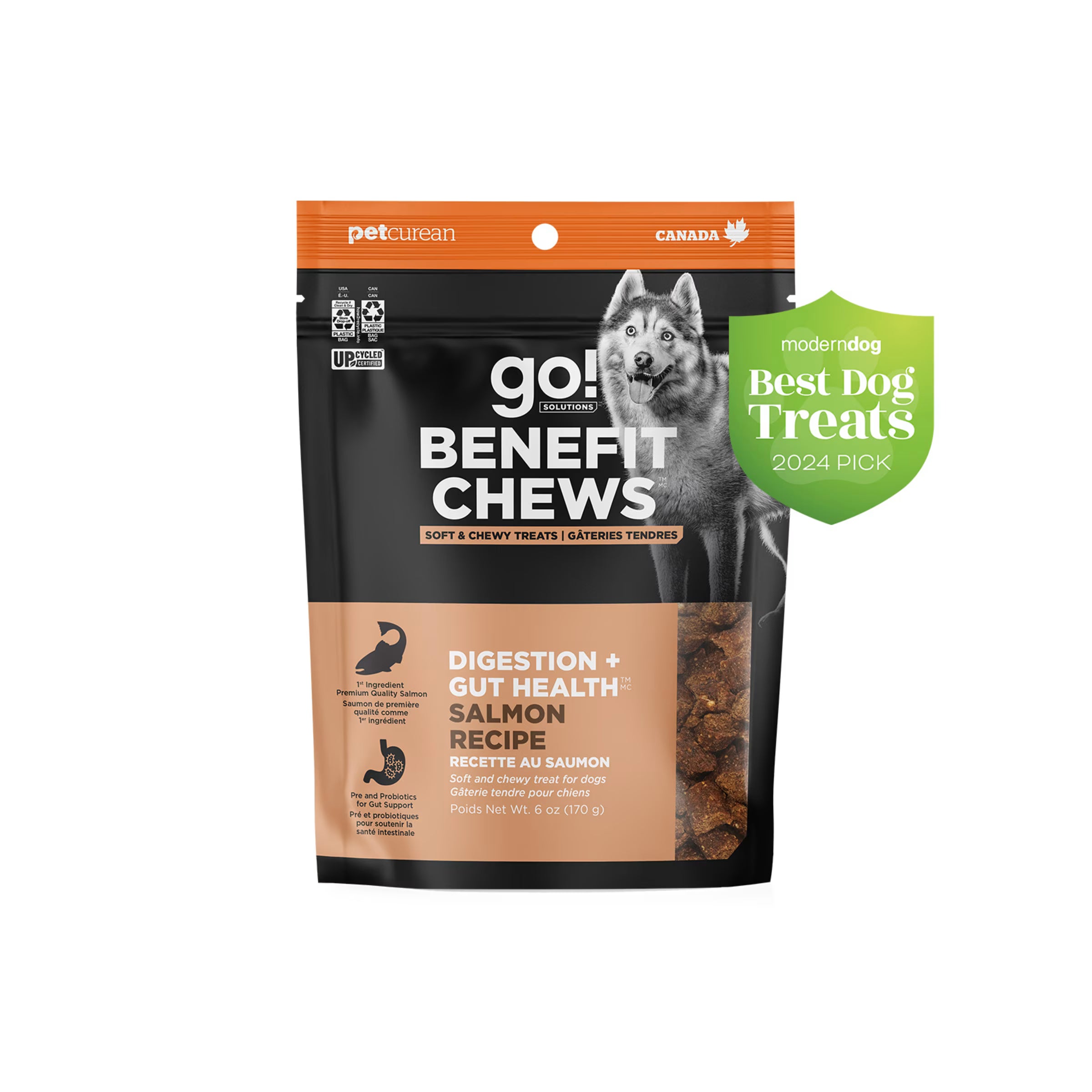 Go Benefit Chews Digestion + Gut Health Soft & Chewy Treats Salmon Recipe Dog Treats by Go Solution