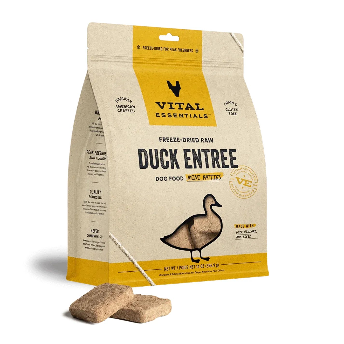 Vital Essentials® Freeze-Dried Raw Duck Entree Mini Patties Dog Food 14oz