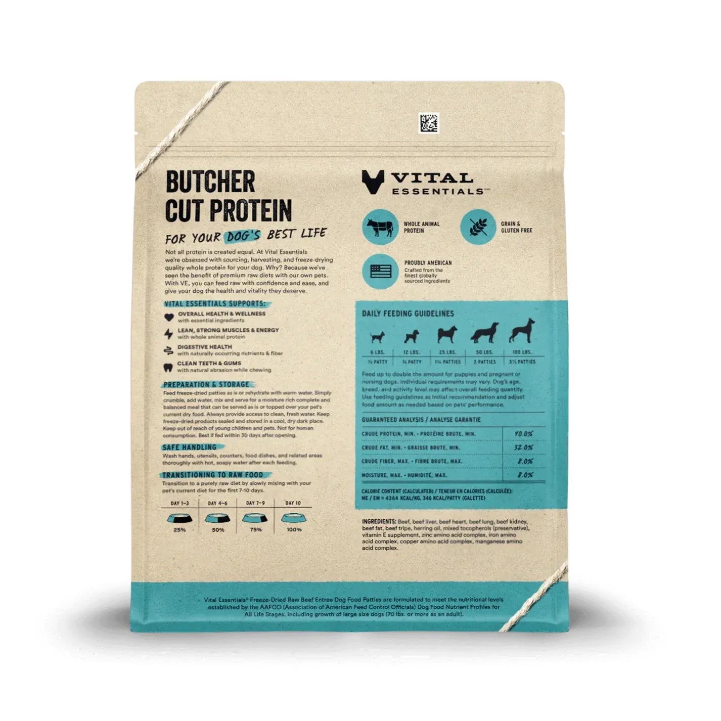 Vital Essentials® Freeze-Dried Raw Beef Entree Patties Dog Food 30oz