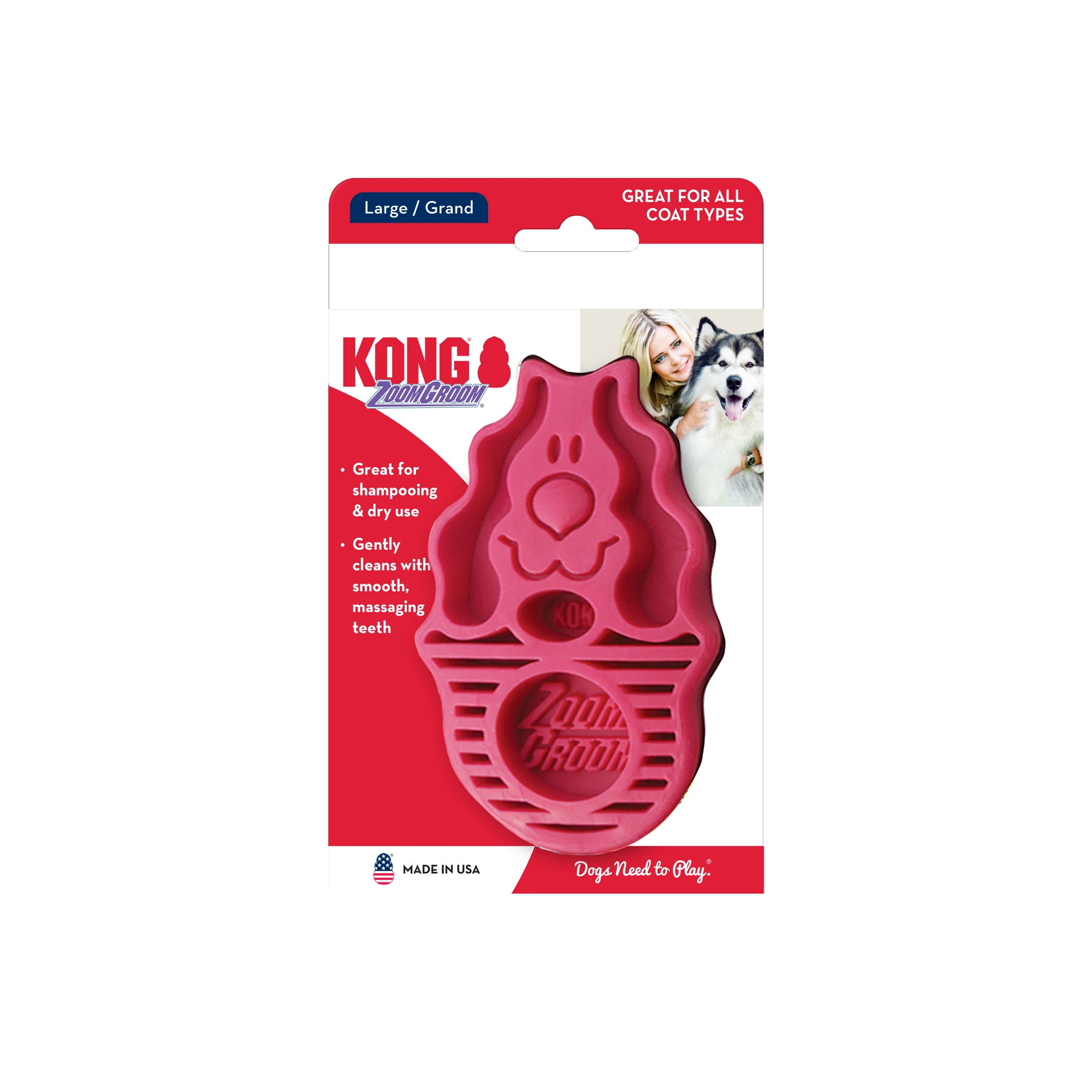 KONG ZOOMGROOM Raspberry/Boysenberry Large by KONG