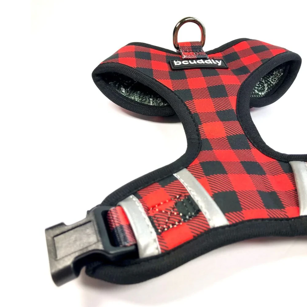 Bcuddly Control Dog Harness - Red Plaid Classic by Bcuddly