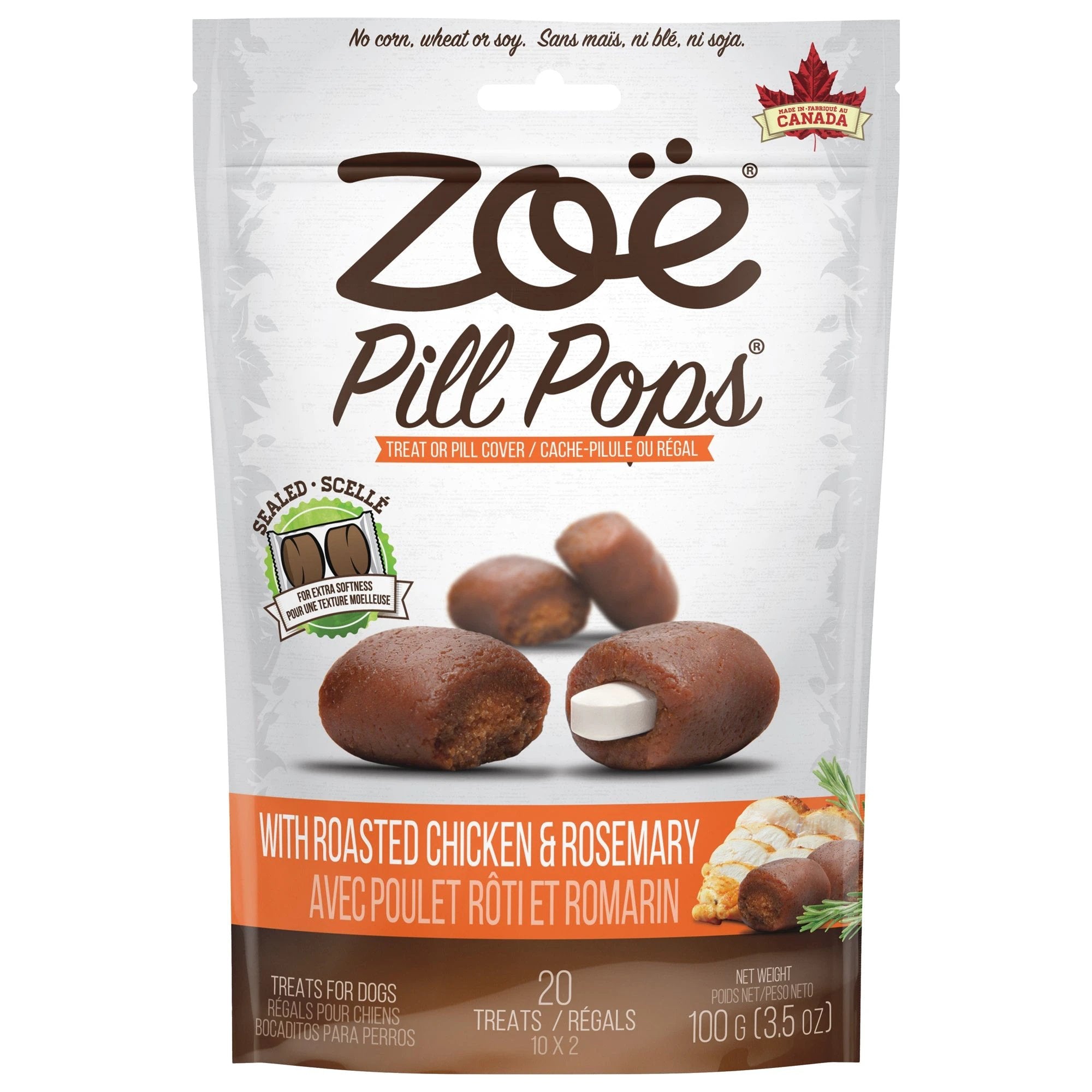 Zoe Pill Pops Roasted Chicken with Rosemary Dog Treats 100g (3.5 oz) by Zoe