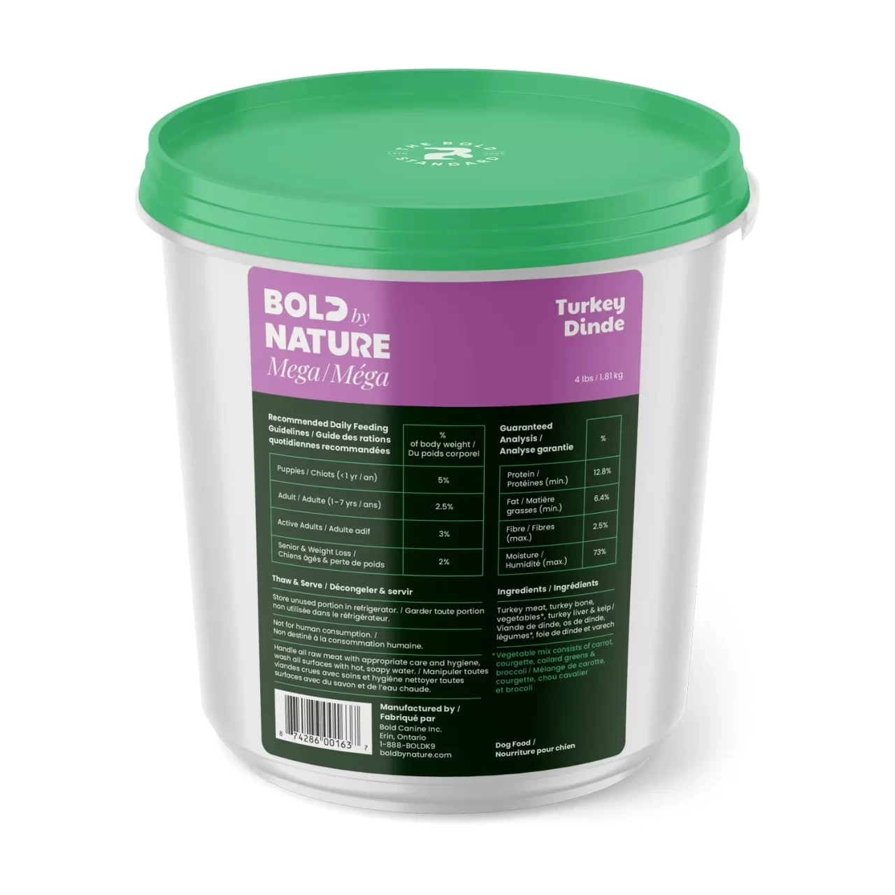 Bold by Nature Mega Turkey Frozen Dog Food by BOLD BY NATURE