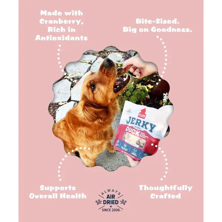 Plato Pet Treats Duck with Cranberry Jerky Bites Dog Treats 170g by Plato Pet Treats