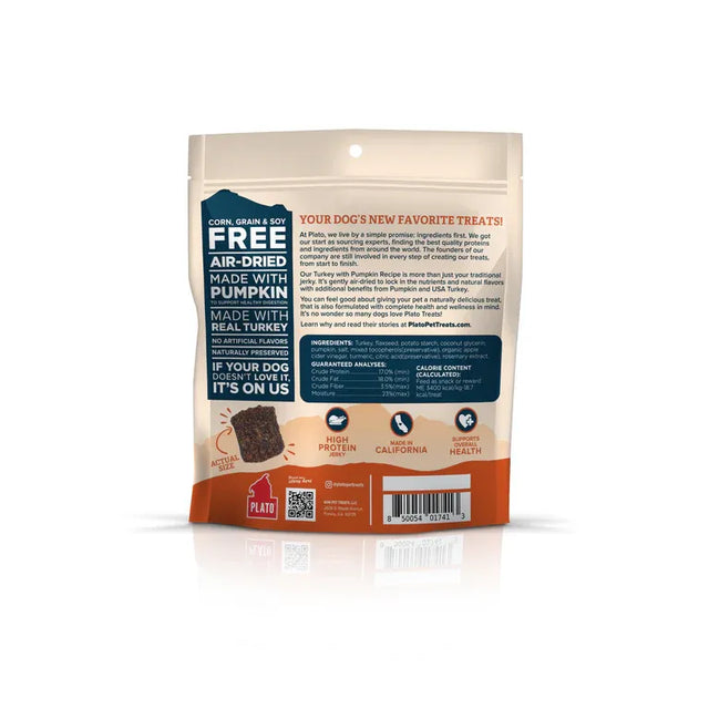 Plato Pet Treats Turkey with Pumpkin Jerky Bites Dog Treats 170g