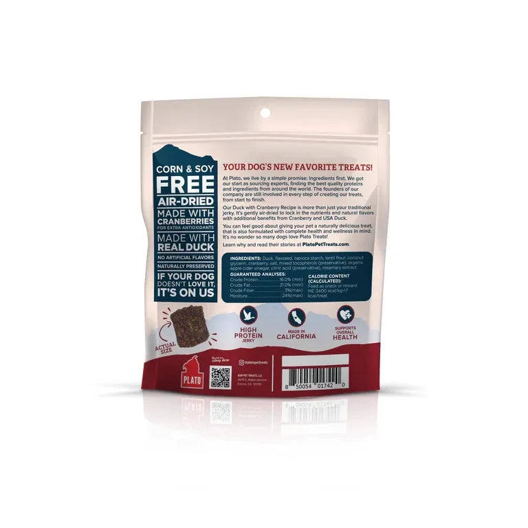 Plato Pet Treats Duck with Cranberry Jerky Bites Dog Treats 170g by Plato Pet Treats