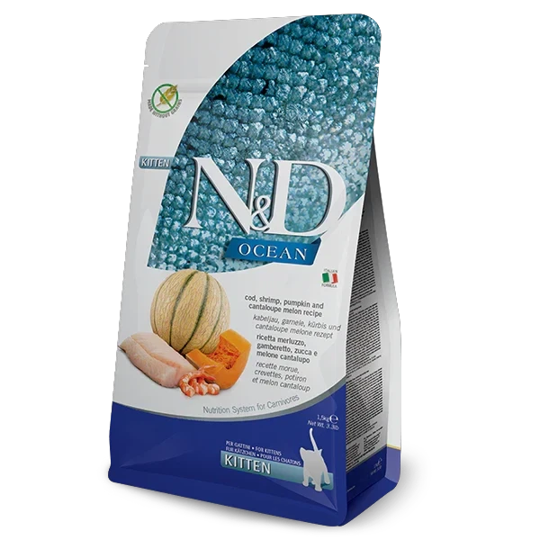Farmina N&D Ocean Cod, Shrimp, Pumpkin & Cantaloupe Kitten Food by Farmina