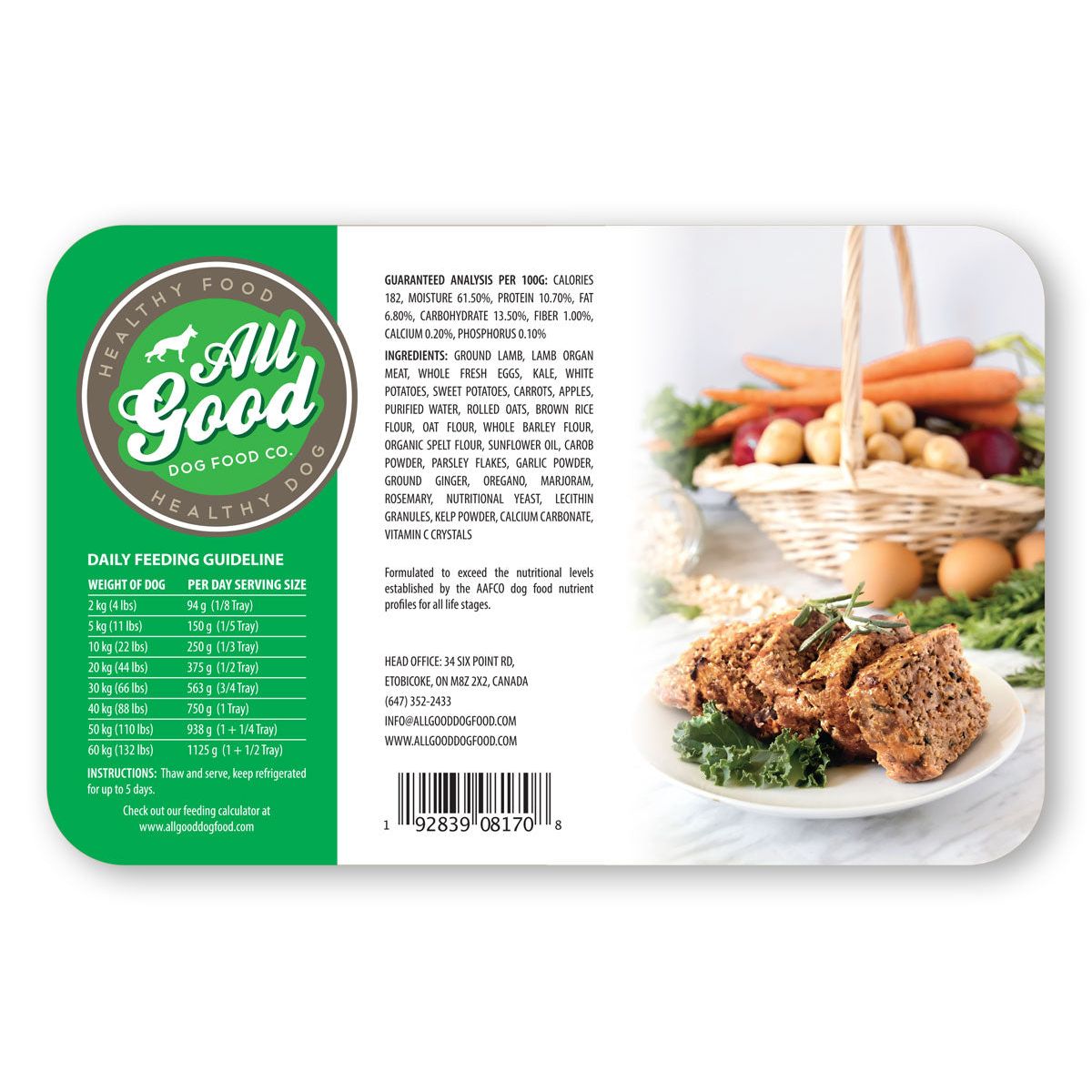 All Good Dog Food Gentley Cooked Lamb Meatloaf 750 grams