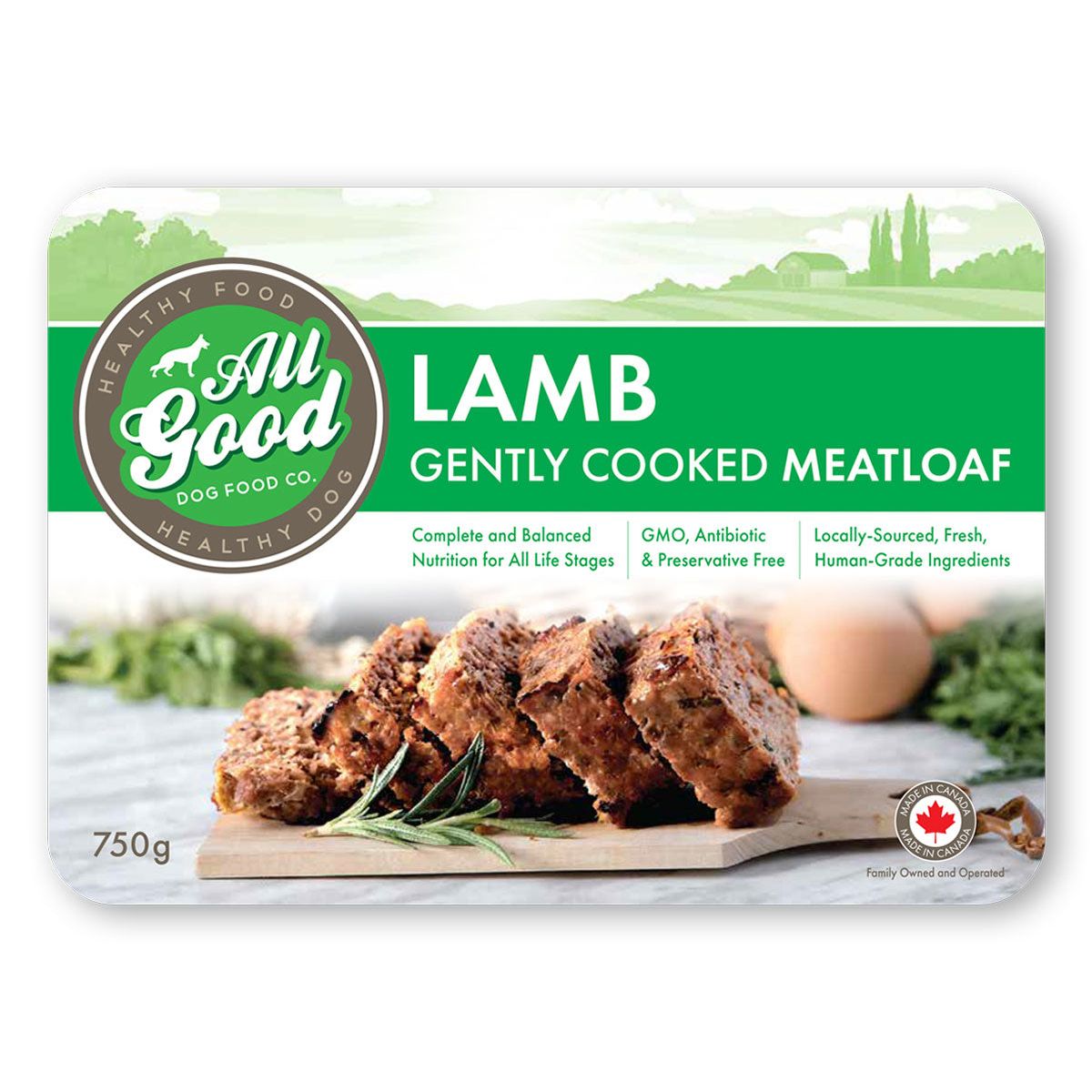 All Good Dog Food Gentley Cooked Lamb Meatloaf 750 grams