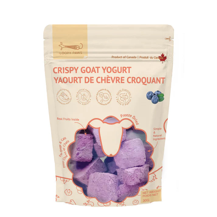 Loopy Paws Crispy Goat Yogurt Chunk - Blueberry for Dogs & Cats 30g