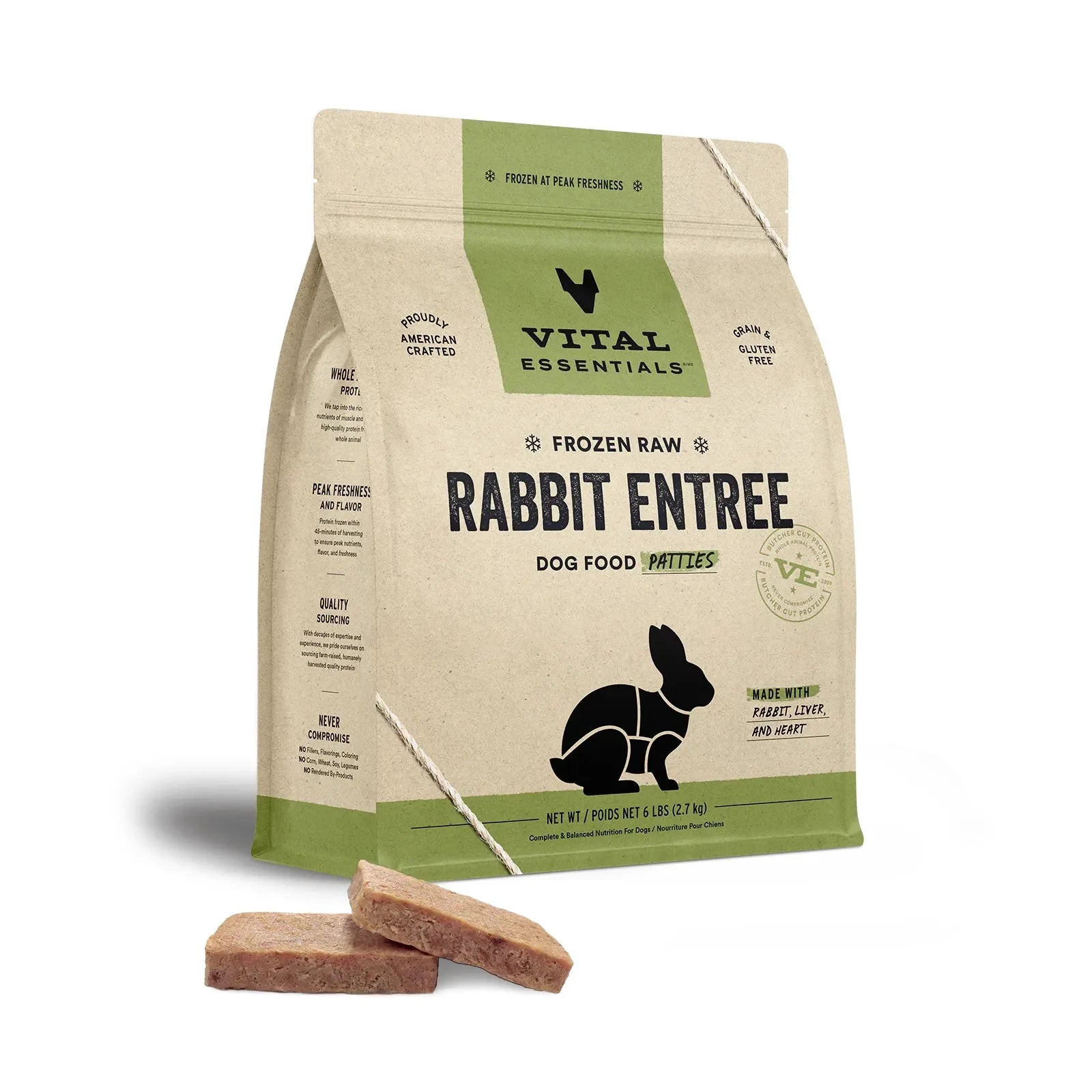 Vital Essentials® Frozen Rabbit Entree Dog Raw Food - Patties (Raw) by Vital Essential
