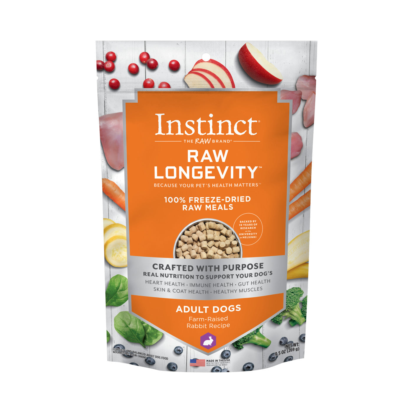 Instinct® dog Food Raw Longevity 100% Freeze-Dried Raw Meals Farm-Raised Rabbit Recipe