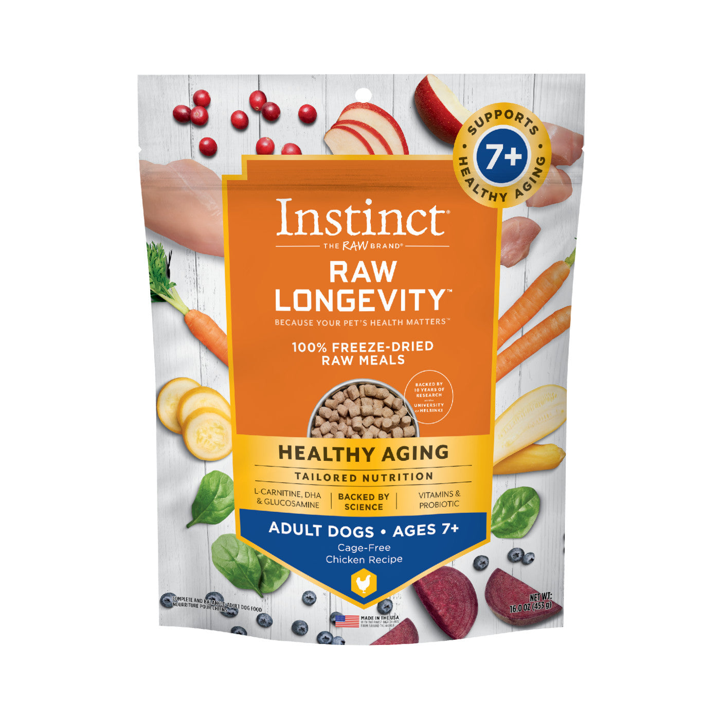 Instinct® dog Food Raw Longevity 100% Freeze-Dried Raw Meals Cage-Free Chicken Recipe for Adults 7+