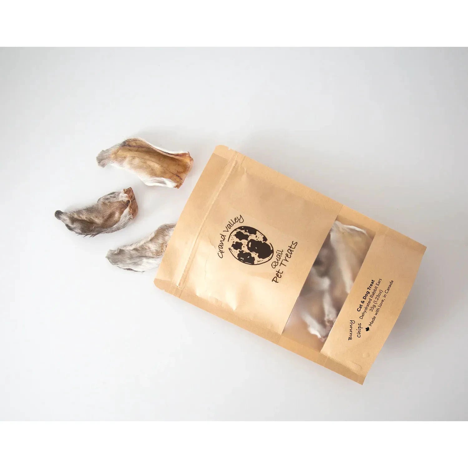 Grand Valley Quail Pet Treats Rabbit Ears with Fur (packaged) by Grand Valley Quail Pet Treats