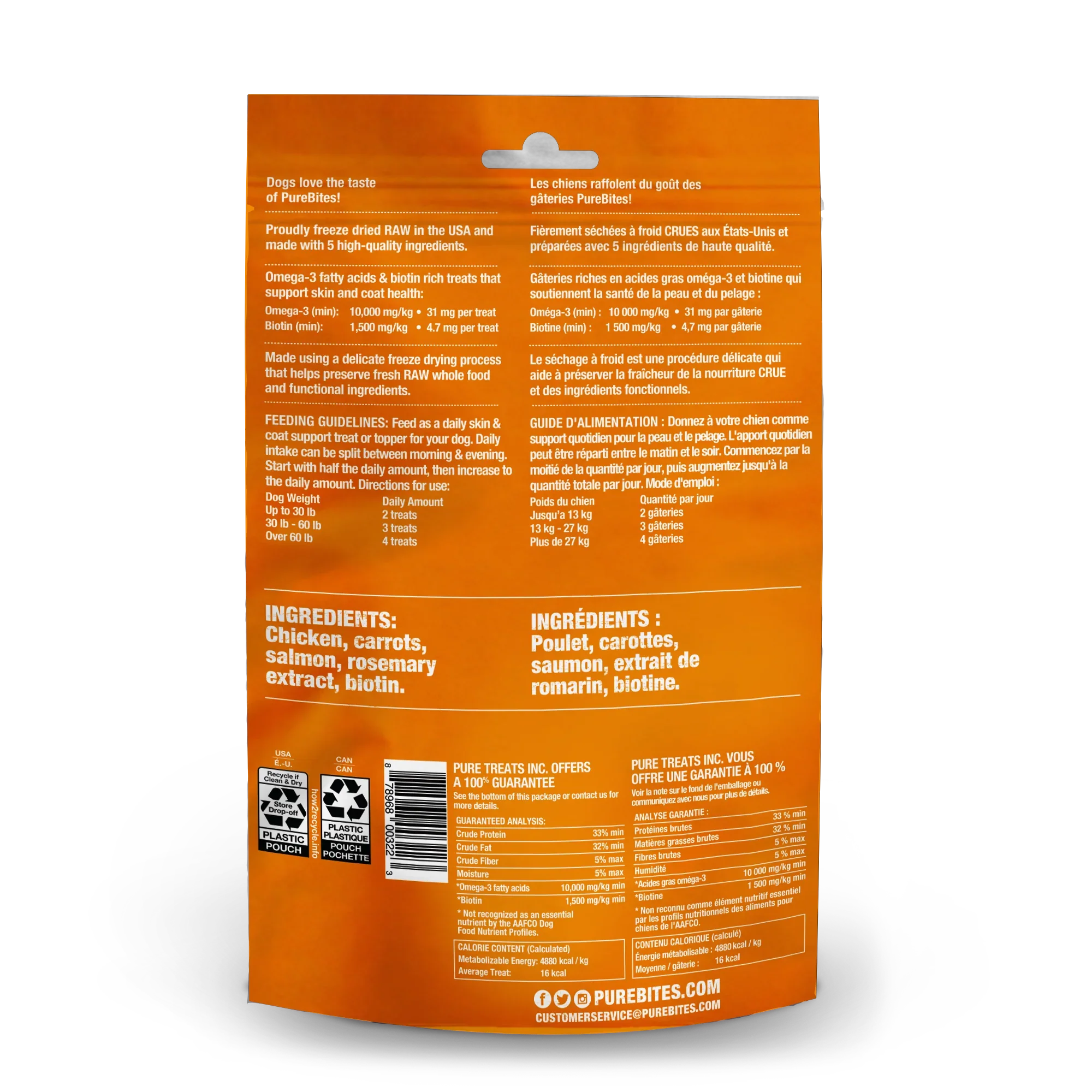 Friandises lyophilisées pour chiens PureBites Skin & Coat