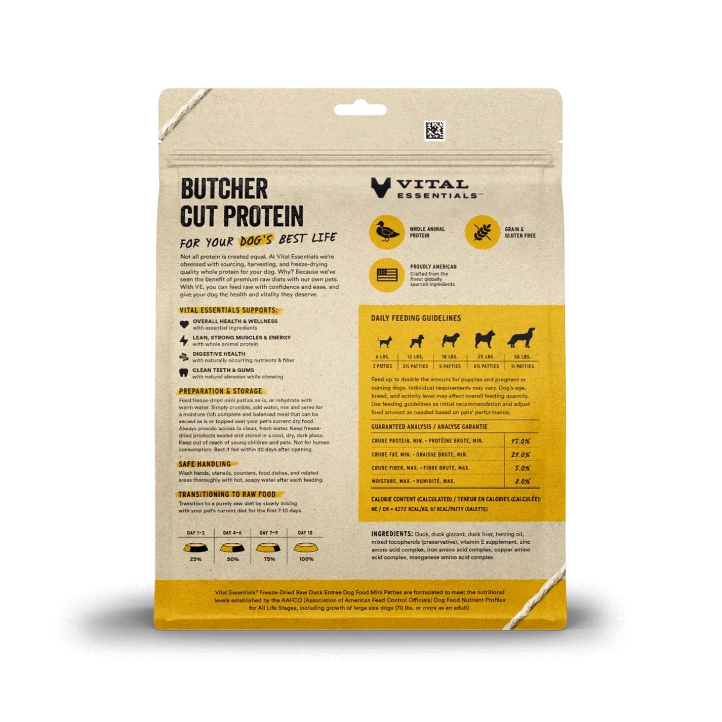 Vital Essentials® Freeze-Dried Raw Duck Entree Mini Patties Dog Food 14oz