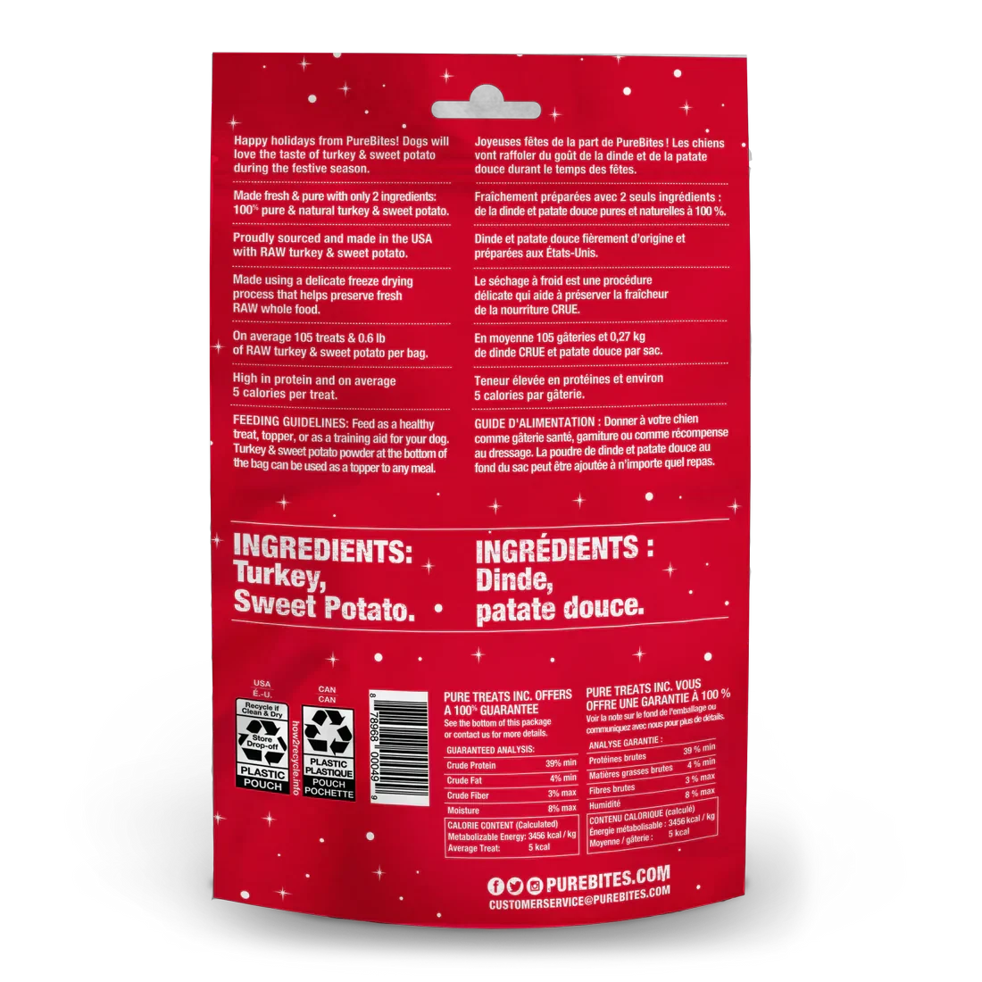 PureBites Turkey & Sweet Potato Holiday Freeze Dried Dog Treats by PureBites