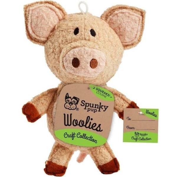 Spunky Pup Woolies Plush Pig Dog Toy