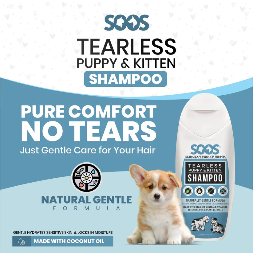 Soos Pets Natural Dead Sea Tearless Puppy & Kitten Pet Shampoo 250ml