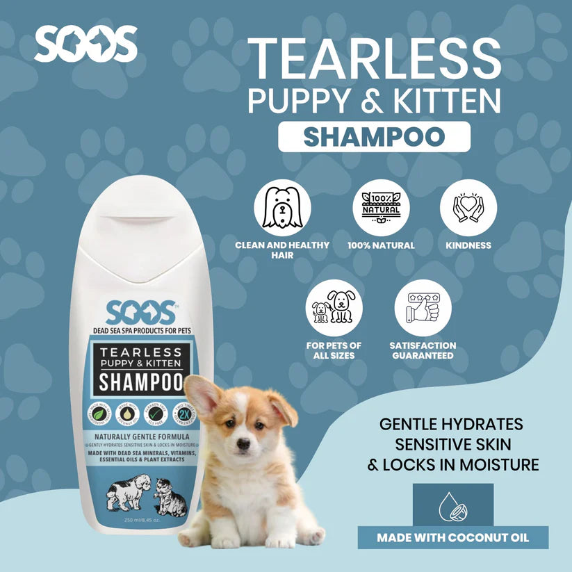 Soos Pets Natural Dead Sea Tearless Puppy & Kitten Pet Shampoo 250ml