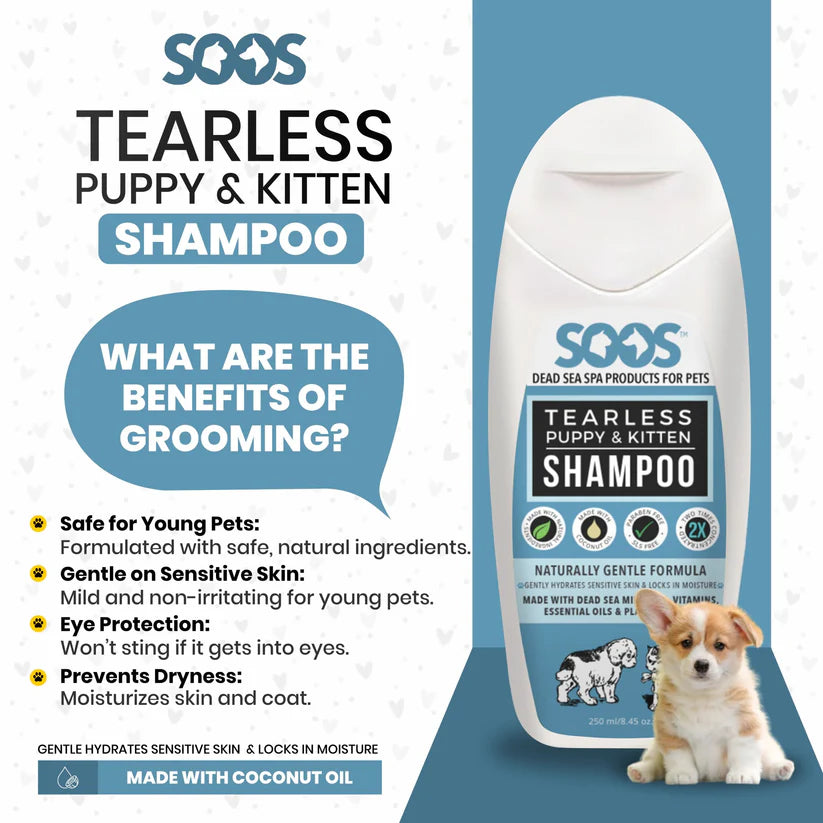Soos Pets Natural Dead Sea Tearless Puppy & Kitten Pet Shampoo 250ml