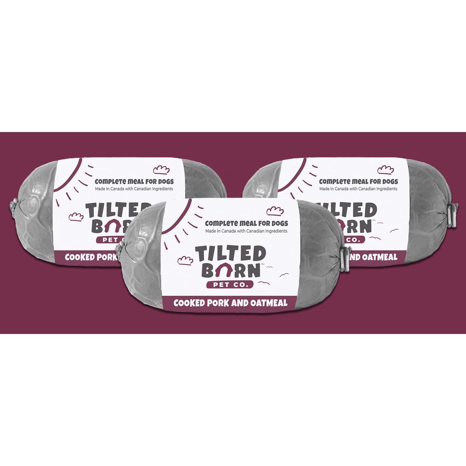 Nourriture surgelée pour chiens Tilted Barn au porc cuit et à l'avoine 1 lb