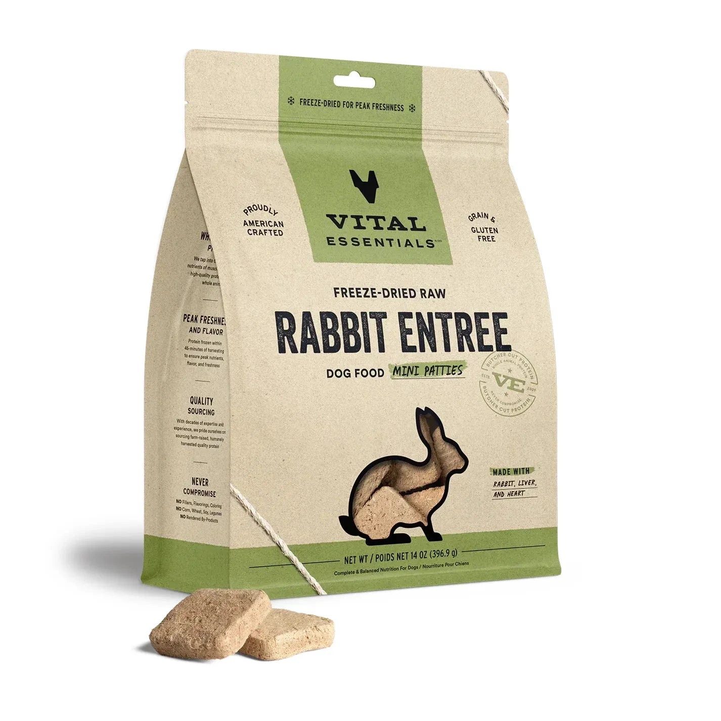 Vital Essentials® Freeze-Dried Raw Rabbit Entree Mini Patties Dog Food 14oz by Vital Essential