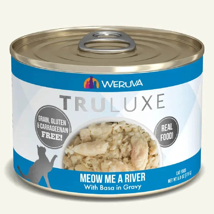 Weruva Truluxe Vital Essentials Meow Me a River with Basa in Gravy Cat Can by Weruva