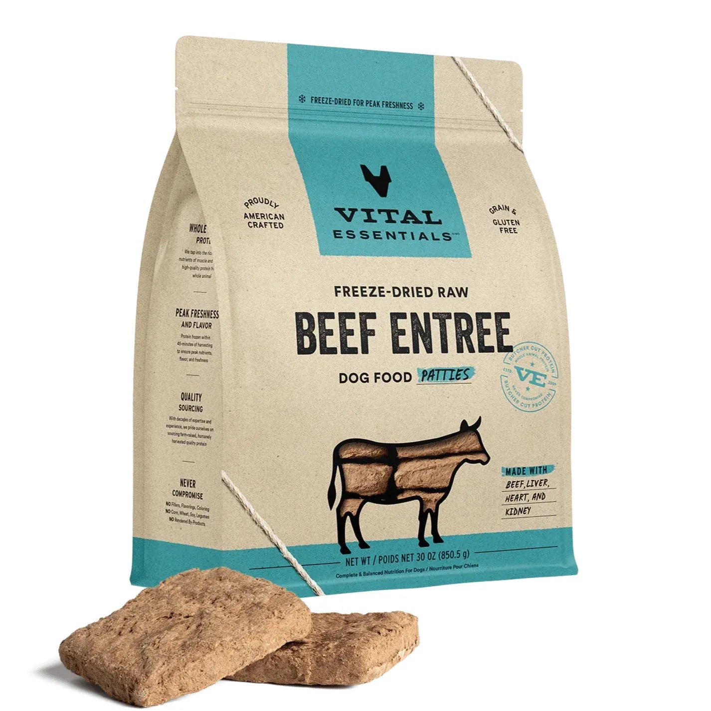 Vital Essentials® Freeze-Dried Raw Beef Entree Patties Dog Food 30oz