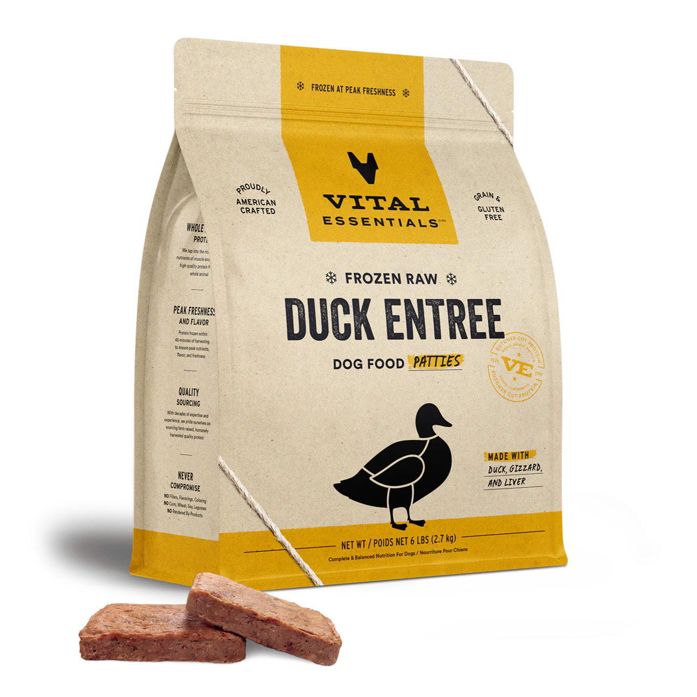 Vital Essentials® Frozen Duck Entree Dog Raw Food - Pattie (Raw) by Vital Essential