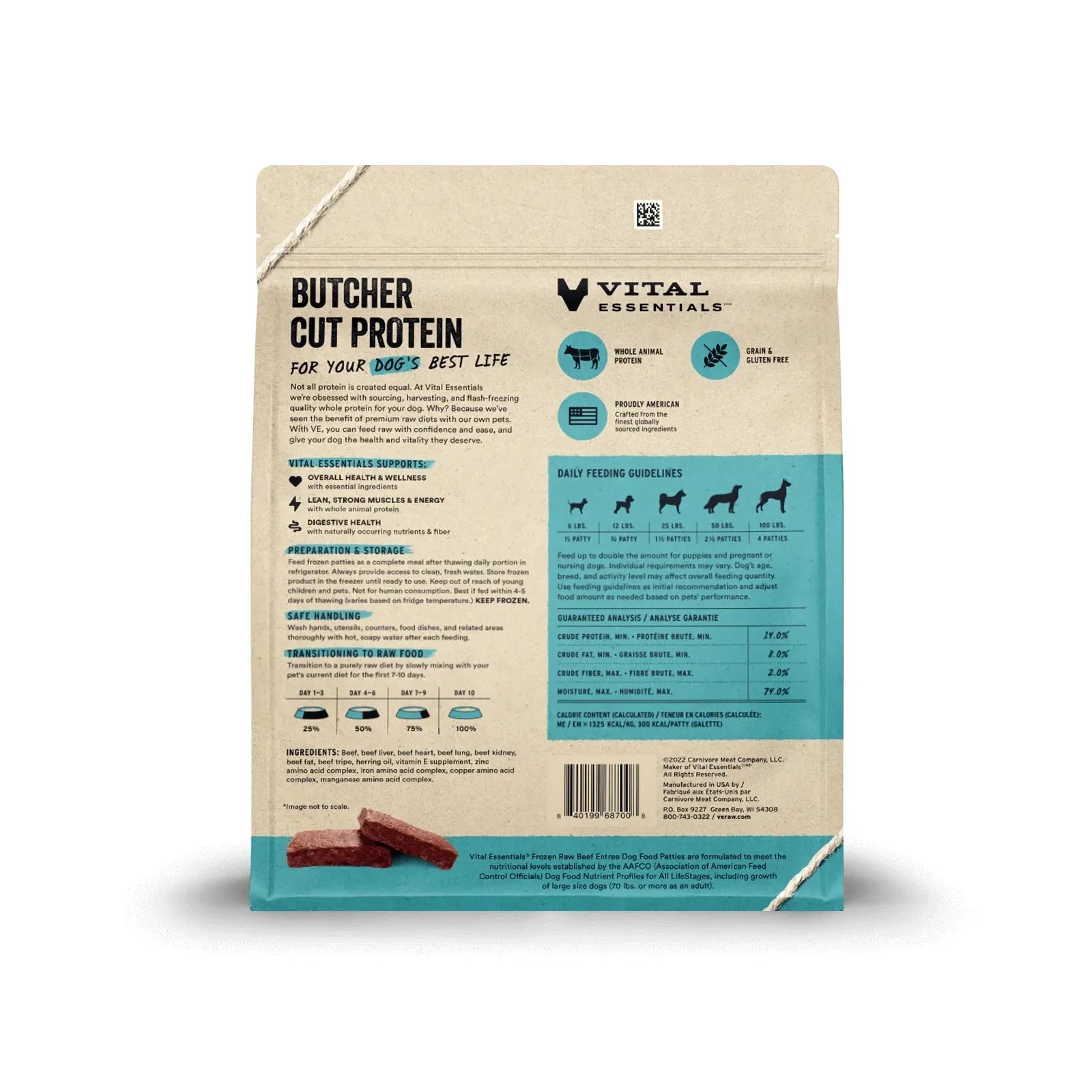 Vital Essentials® Frozen Beef Entree Dog Raw Food - Patties (Raw) by Vital Essential