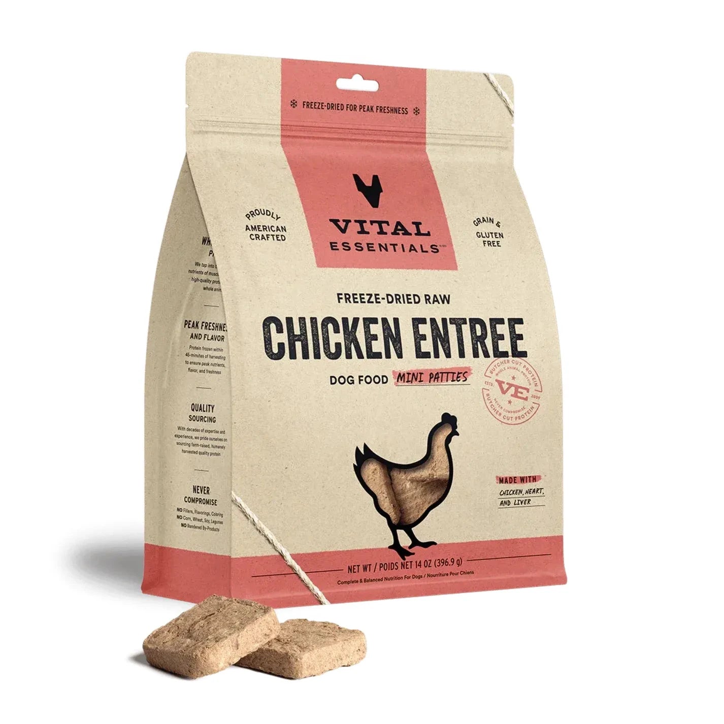 Vital Essentials® Freeze-Dried Raw Chicken Entree Mini Patties Dog Food 14oz by Vital Essential