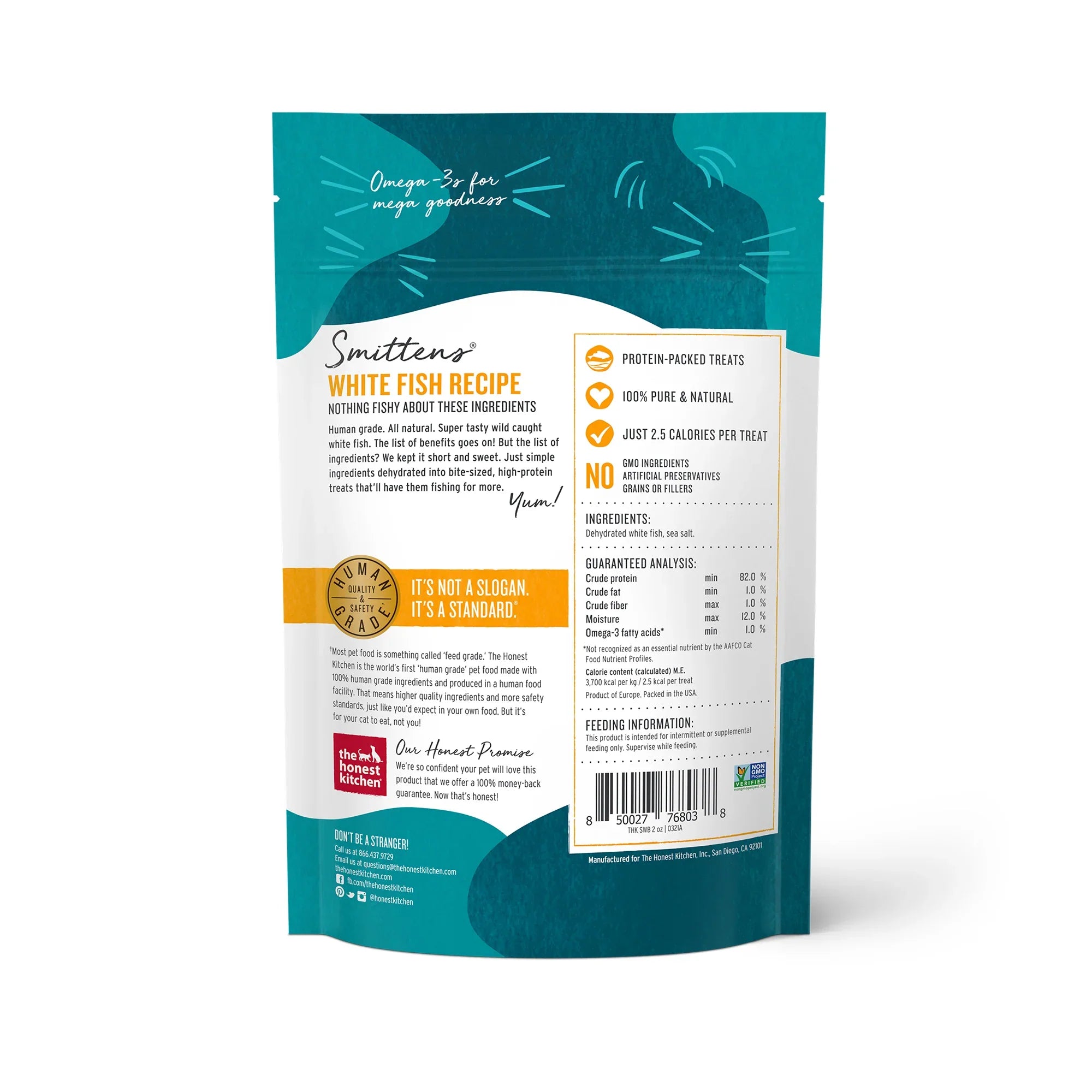 The Honest Kitchen® Smittens® Bites Simply Dehydrated Grain Free Whitefish Recipe Cat Treats 1.5 oz